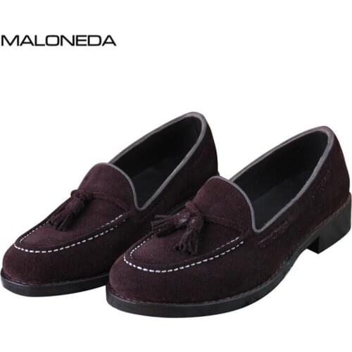 MALONEDA Bespoke Casual Handmade Mens Tassel Shoes for Father Cow Suede Comfortable Slip On Loafers With Goodyear Welted
