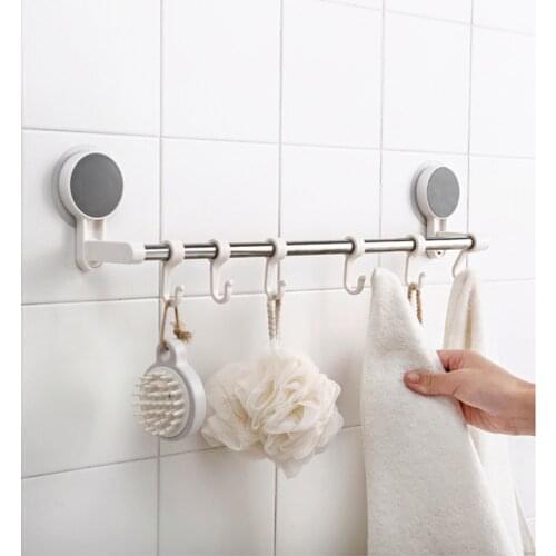 Wall Mounted Sucker Towel Hook Hanger Window Bathroom Rack Kichen Hooks for Cloth Rag Bath Brush Shelf Tools with 6 Hooks