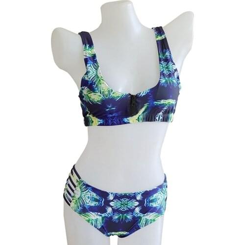 New Split Swimwear Bikini Sale Swim Bathers Zipper Beach Bathing Suits Europe American Women Tank Swimsuit Bikini Set