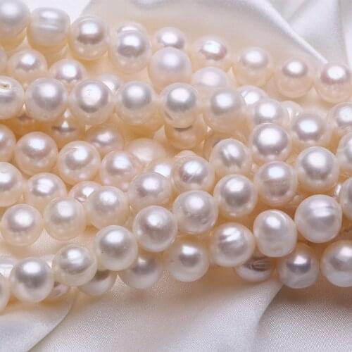 Freshwater Pearl Necklace Round Shape Pearls with Size 8-9-10mm Perfect Luster for Jewelry Diy Loose Pearl Strands
