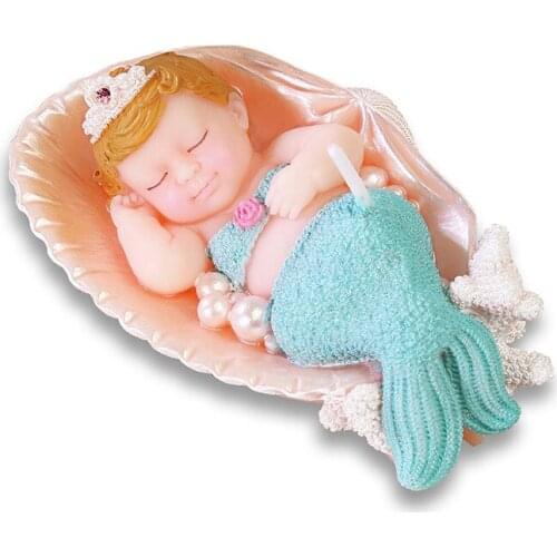 Silicone Mold Mermaid Baby In Shell Wedding Birthday Fondant Cake Decoration Cute Dream Sea Mermaids Mould Cake Decorations H511