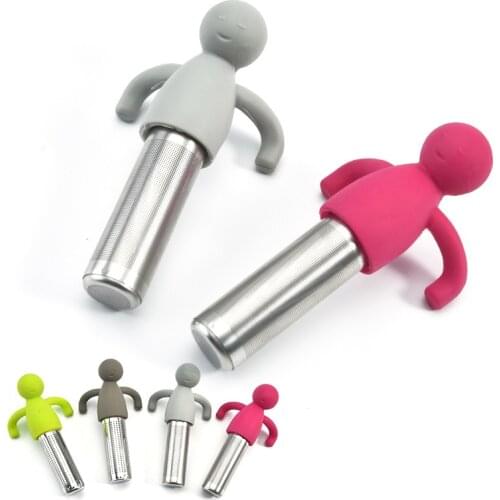 Stainless steel silicone human shape tea leaking tea bag filter tea filter creative cute tea dregs silicone tea infuser