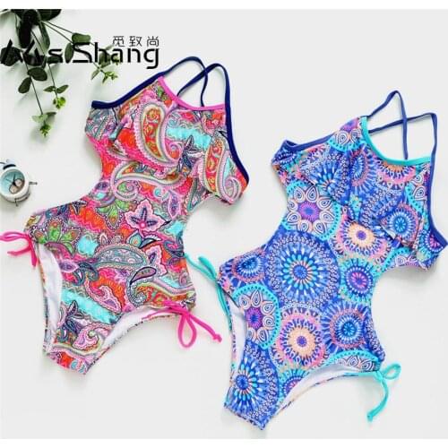 11-14 Years Teenager Girl One Piece Swimsuit Print Child Girl Bathing Suits Monokini Bandage Children Swimwear Kids Swim Wear