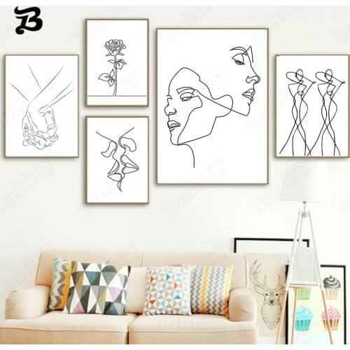 Line Art Sexy Minimalist Canvas Painting Character Theme Home Decoration Drawing Posters and Prints Decoration for Living Room