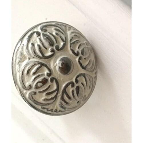 Vintage Cabinet Knobs Kitchen Cupboard Cabinet Hardware For Drawer Dresser,Flat Circle Shape Creamy White Color