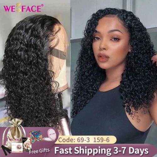 Wesface Curly Lace Front Wigs For Women Kinky Curly Lace Frontal Wig 4X4 Lace Closure Bob Wig Brazilian Curly Human Hair Wigs