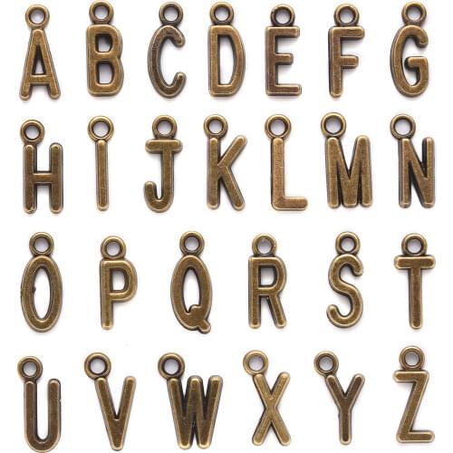 DIY jewelry letter series new products 26 small English letter pendants alloy retro pendant diy bracelet jewelry accessories