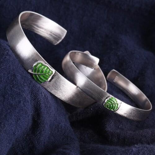 SANMANTUO bracelet charm green leaf print ethnic wind bracelet bracelets for women