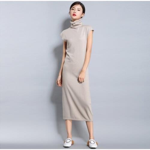 Women Sweater Vest Dress 2018 New Spring Long Pullovers High Quality Cashmere Sweater Turtleneck Sleeveless Tops Women Clothing