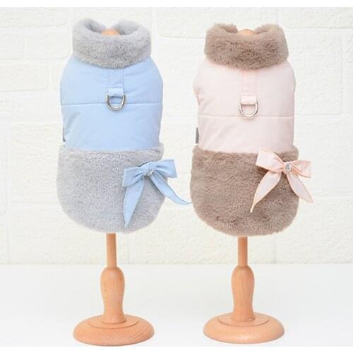 PINK/BLUE Fur Pet Clothes Warm Down Jacket Puppy Clothes Yorkie Shih Tzu Cat Dog Winter Jacket Clothing For Dog Outfits Apparel