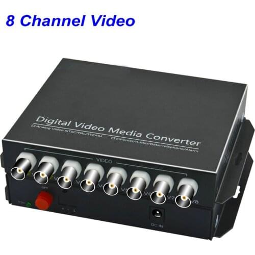 1Pair 8 Channel Digital Video Fiber Optical Media Converters Extender Adapter FC Fiber Optic Up to 20Km for CCTV Security