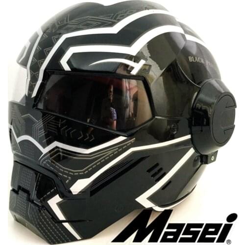 2019 Bright Black panther MASEI 610 IRONMAN Iron Man helmet motorcycle half helmet open face helmet motocross S M L XL