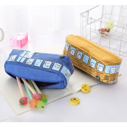4 Colors Large Capacity Pencil Case Kawaii Pencilcase School Pen Case Supplies Pencil Bag School Box Pencils Pouch Stationery