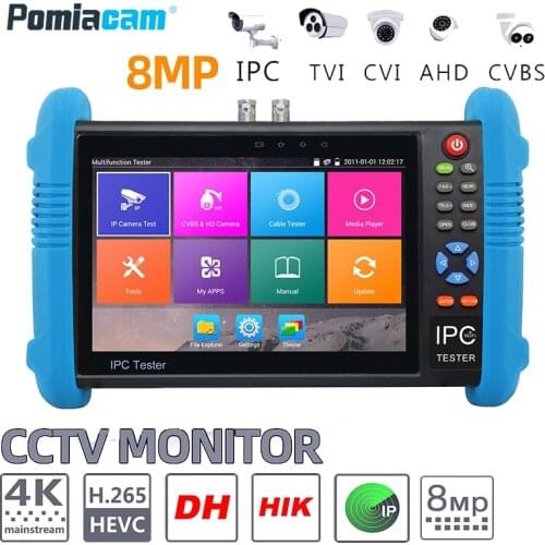 IPC9800ADHS Plus 7 Inch 6-In-1 IP HD CCTV Tester Monitor H.265 4K IP 8MP 5MP 1080P Analog AHD TVI CVI SDI Camera Tester ONVIF