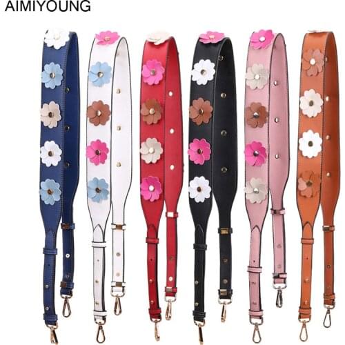 AIMIYOUNG Bag Straps Womens Shoulder Bag Leather Belt Handbag Strap Replacement Flower Strap Accessory Bags Part Adjustable Belt