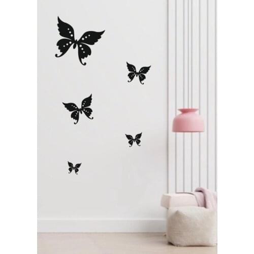 B.I.W BLACK BUTTERFLIES 3MM MDF WOOD LASER CUT WALL DECOR