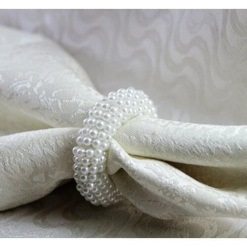 White pearl flower napkin rings beaded wedding wholesale, napkin holder