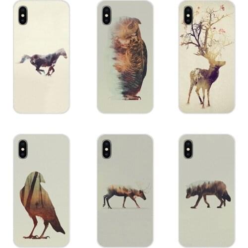 Animal Double Exposure Wolf Bear Deer Boar Cell Phone Cases For Xiaomi Redmi Note 3 4 5 6 7 8 Pro Mi Max Mix 2 3 2S Pocophone F1