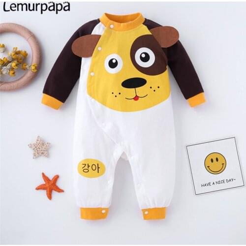 Baby Romper New Autumn 2021 Baby Onesie Long Sleeve Warm Cartoon Dog Jumpsuit Cute Cotton Boy Girl Clothes Soft Newborn Onesie