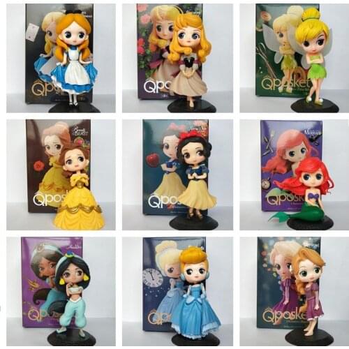 Disney Princess Anime Figure Snow White Alice Sandy Jasmine Sleeping Beauty Model Q Version Toys Cake Decoration Gift for Girls