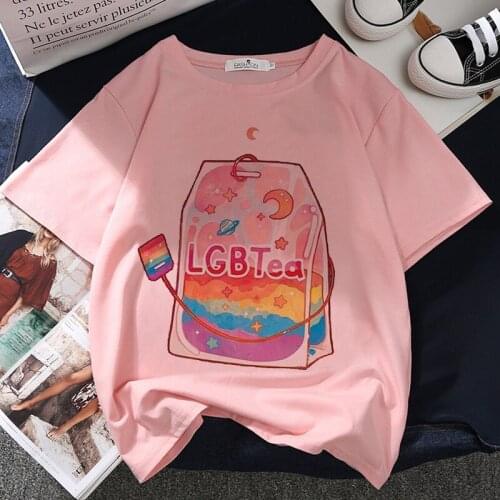 LGBT Homosexual Graphic Print T-shirt Women Harajuku Aesthetic Pink Top Tshirt Tee 2021 New Summer Fashion Casual Female T Shirt