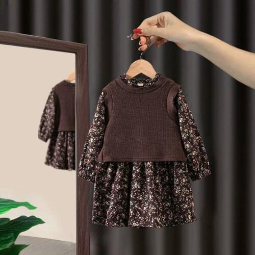 Girls Cotton Floral Spring And Autumn Clothes Foreign Princess Dress 2021 Baby Fashion Casual New Childrens Two-Piece Suit