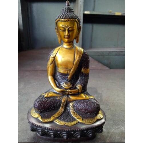 Chinese Tibetan Buddhism Statues Buddha statue sculpture decorative gilt brass