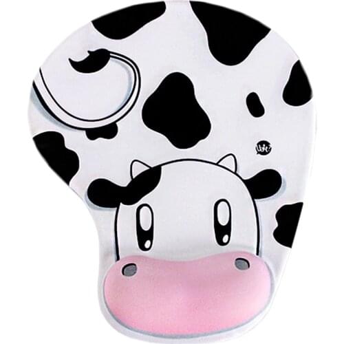 Cute Animal Cow Soft Comfortable Non-slip Memory Foam Comfort Wrist Support Mouse Pad Home Office Computer Accessories