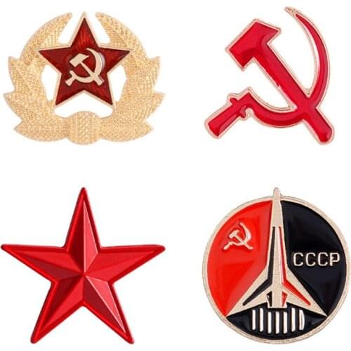 Creative Retro Five-pointed Star Soviet Collar Brooch Hat Jacket Lapel Pin Badge Gift Jewelry