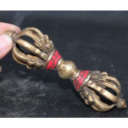 Copper Statue [old craft ] Tibet Buddhism Turquoise Bronze Gilt Dagger Phurba Dagger Holder