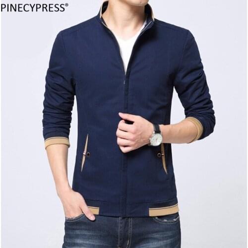 Men Jacket 96.5% Cotton 3.5% Rayon Zipper Pockets Khaki Black Blue Casual Street Wear Spring Autumn Winter Male Slim Man Outwear