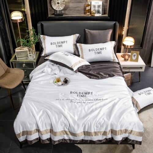 Soft Air-Conditioning Summer Quilt Silk Embroidery Quilted Quilts Blanket Sheet Pillowcase Comforter Bedspread