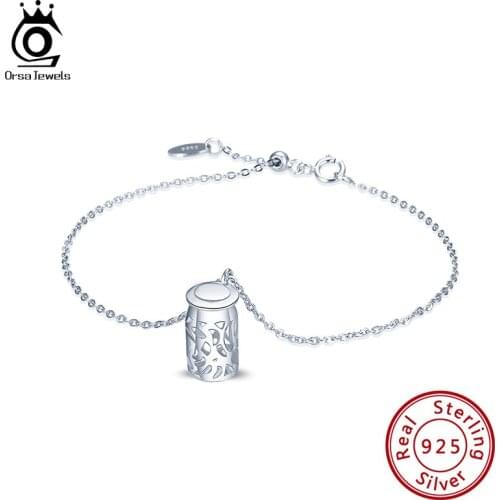 ORSA JEWELS Real Sterling 925 Silver Necklaces Hollow Out Bottle Shape Rhodium Plated Fashionable Jewelry For Girls SEQB07