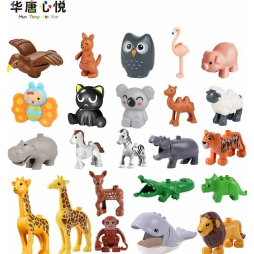 Compatible Locking Creative Big Size Animals Butterfly Elk Hippo Lion Accessories DIY Building Blocks Animal Educational Gifts