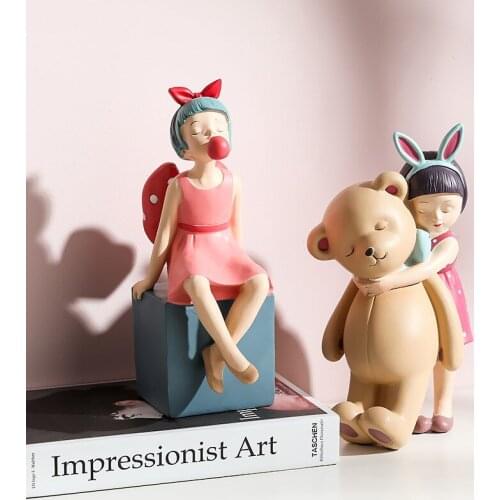 Fairy Bubble Girl Statue Sculpture In Resina From Table Artisanal Angel Character Elf Statue Decoration Room Of Girl Desk