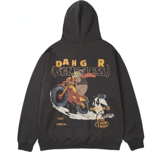 Hoodie Men Cute Bear Punk Cool Letter Fleece Pullover Hipster Preppy Style Casual Oversized Cozy Tops Couple Streetwear