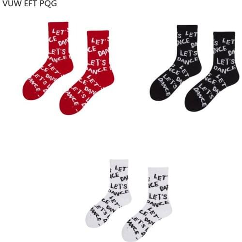 Trend Solid Color Letters Dance In The Tube Sports Skateboard Cotton Socks Men And Women Couples
