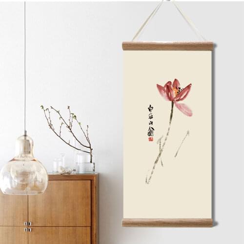 Chinese Japanese style flower animal canvas home decoration for living room wall art picture poster wood scroll paintings decor