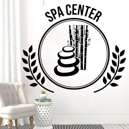 Vinyl Wall Decal Spa Center Home Decoration Vintage Bamboo Wall Stickers Woman Relax Massage Beauty Salon Art Decoractive Z379