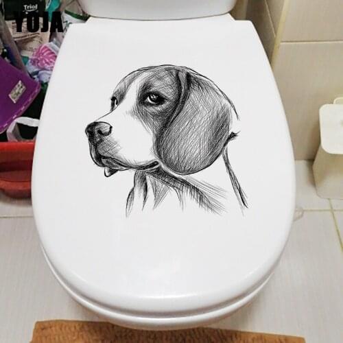 YOJA 23×21.7CM Hand Drawn Dog Portrait Classic Toilet WC Decoration Home Room Wall Stickers T1-3071