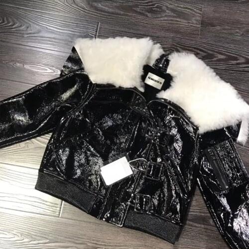 Genuine sheep women ladies real lamb leather jacket