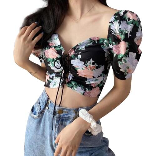 Short Top Stylish Sexy Acrylic Fiber V Neck Breathable Women Crop Top for Dating