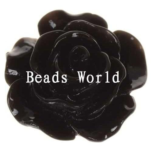 100 Pcs Black Rose Flower Resin Flatback Cabochon Scrapbook Decoration Jewelry DIY 15mm Dia(W06007 X 1)