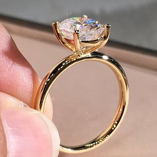 10K Au417 Yellow Gold Women Ring Moissanite Diamonds 1 2 3 4 5 Carat Oval Wedding Party Engagement Anniversary Ring Trendy