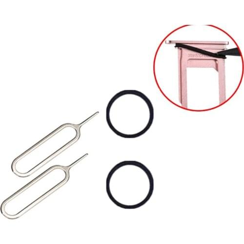2pcs/set For iPhone 7 7Plus 8 8 Plus X Waterproof Rubber Ring Seal Sets + Sim Card Tray Slot Holder Removal Remover Eject Pin