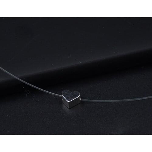 2018 Fashion Heart Invisible Chain Necklace Simple Star Necklace Fishing Line Long Chain Necklace CCollier Femme Choker