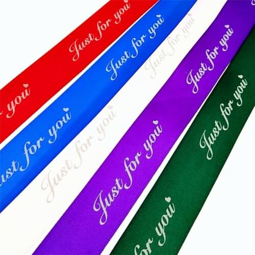 25MM 5y Just For You Printed Polyester Ribbon for Wedding Christmas Party Decorations DIY Bow Craft Ribbons Card Gifts Wrapping
