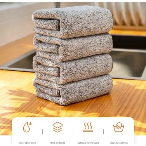 3Pcs Bamboo Charcoal Dishcloth Household Absorbent Cleaning Cloth Microfiber Kitchen Non-stick Oil Towel Rag Kitchen Tools