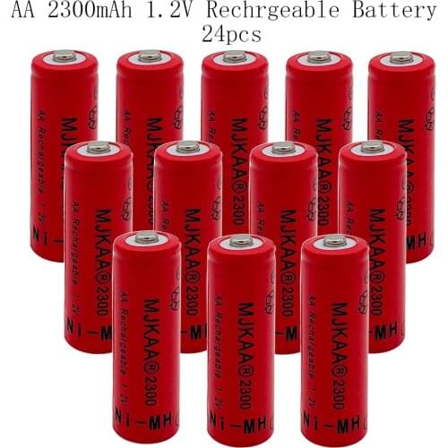 AA 24Pcs 1.2V 2300mAh Ni-MH Batteries 2A 100% High Quality Neutral Rechargeable Battery For Cameras Toys Pre-Charged