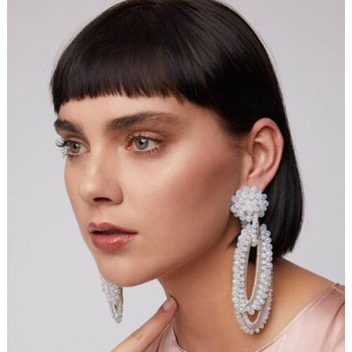 Boho crystal long earrings Baroque style fashion jewelry pendant vintage earrings for women add charm statement oorbellen gift